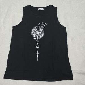 Magic Black Graphic Muscle Tee Sleeveless Relaxed Size Large